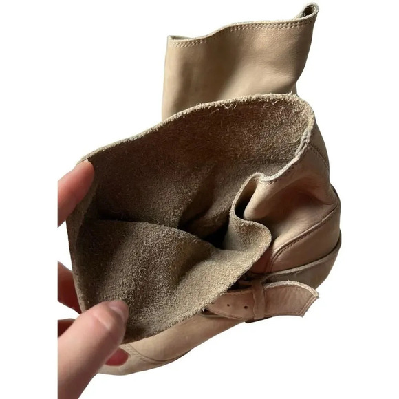 Splendid Tan Soft Suede Slouchy Ankle Boots Front Buckle Block Heel Size 9 Women - Picture 9 of 12